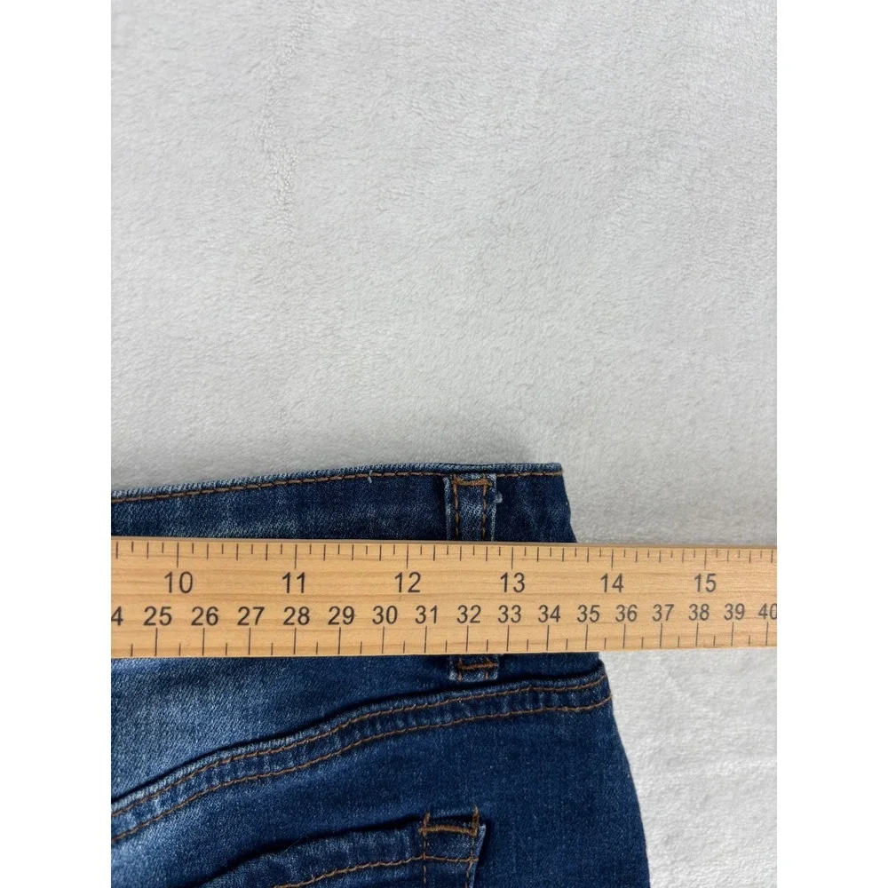 Wax Jean Denim Mini Skirt Womens Size M Dark Wash‎ Distressed Raw Hem